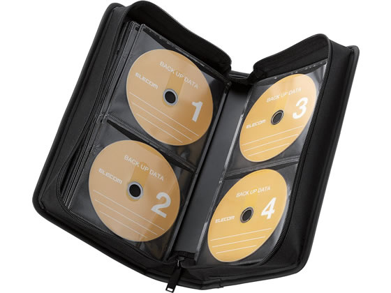 エレコム CD/DVDファスナーケース 96枚 CCD-SS96BK 1個(ご注文単位1個)【直送品】