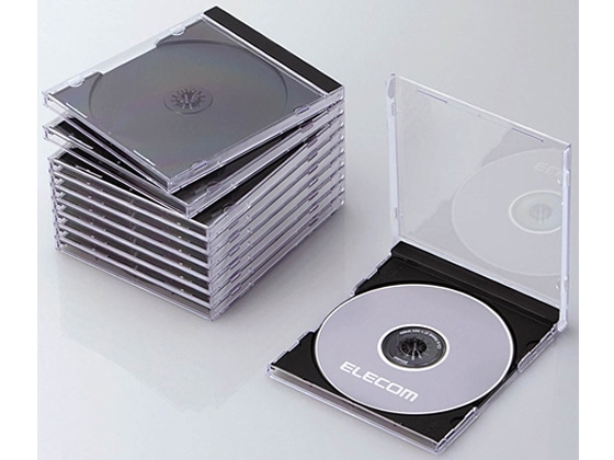 エレコム Blu-ray DVD CDケース ブラック 10枚 1パック(ご注文単位1パック)【直送品】