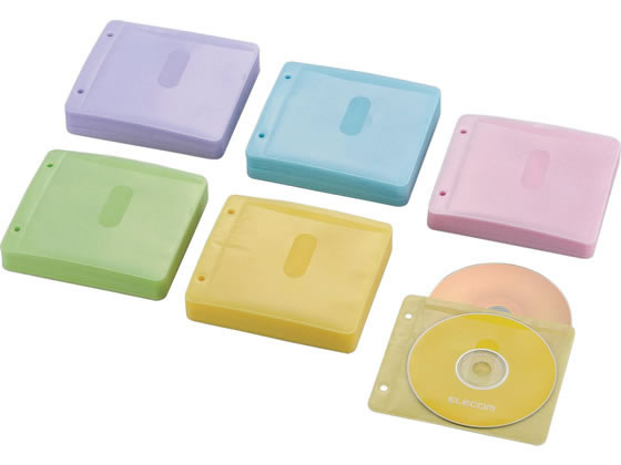 エレコム Blu-ray・CD・DVD対応不織布ケース 2穴 120枚 カラーアソート 1パック(ご注文単位1パック)【直送品】