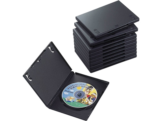 エレコム DVDトールケース 10枚パック・ブラック CCD-DVD03BK 1セット(ご注文単位1セット)【直送品】