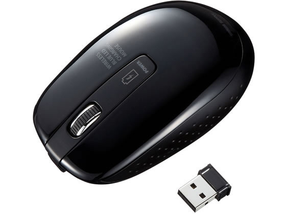 サンワサプライ 充電式ワイヤレスブルーLEDマウス ブラック MA-WBL118BK 1個(ご注文単位1個)【直送品】