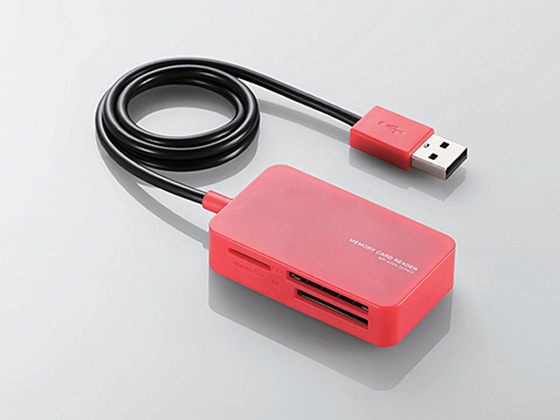 エレコム 48+6 メモリリーダライタ SD+MS+CF対応 レッド 1個(ご注文単位1個)【直送品】