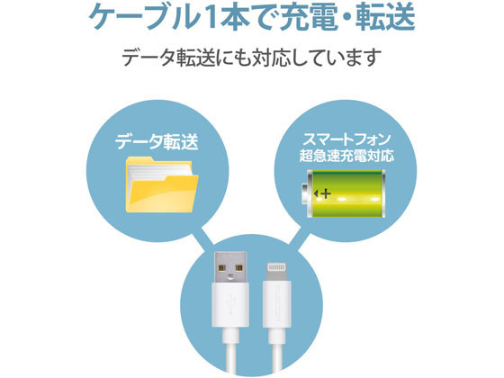 エレコム ライトニングケーブル 2m データ通信 充電 MPA-FUAL20WH 1個(ご注文単位1個)【直送品】