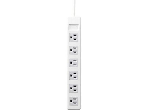 エレコム 3ピンプラグ対応タップ6個口 2.5m ホワイト T-T1A-3625WH 1個(ご注文単位1個)【直送品】