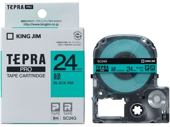 キングジム PRO用テープ パステル 24mm 緑 黒文字 SC24G 1個（ご注文単位1個)【直送品】