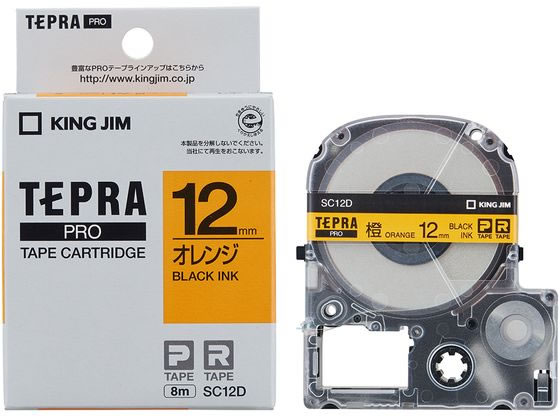 キングジム PRO用テープ パステル 12mm オレンジ 黒文字 SC12D 1個（ご注文単位1個)【直送品】