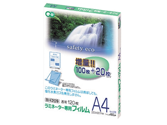 アスカ ラミネーターフィルムエコA4サイズ 120枚 BH209 1箱(ご注文単位1箱)【直送品】