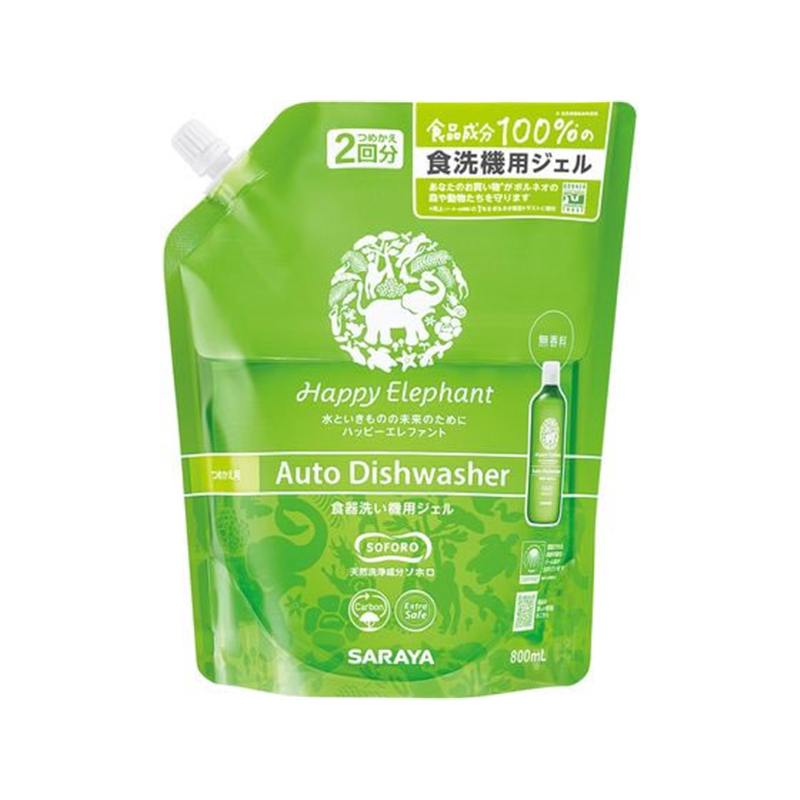サラヤ ハッピーエレファント 食器洗い機用ジェル 詰替 800ml 1個（ご注文単位1個)【直送品】
