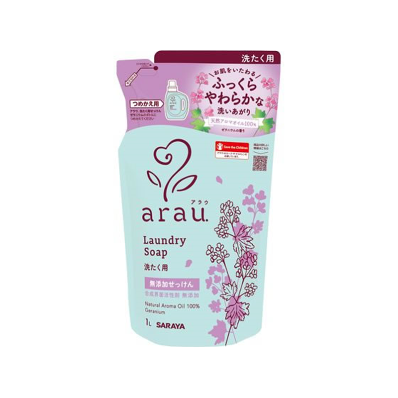 サラヤ アラウ.洗たく用せっけん ゼラニウム 詰替用 1L 1個（ご注文単位1個)【直送品】