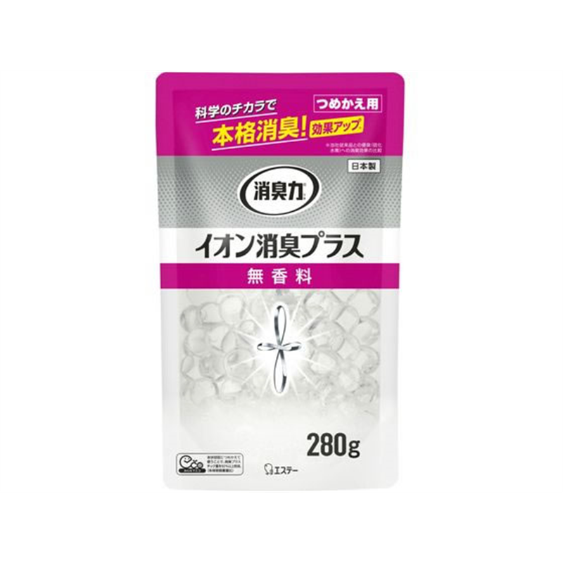 エステー 消臭力クリアビーズ イオン消臭プラス 無香料 詰替280g 1袋（ご注文単位1袋)【直送品】
