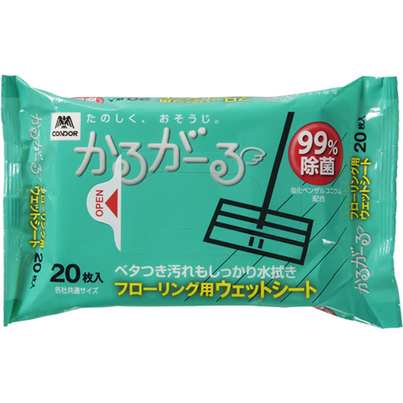 山崎産業 かるがーるフローリング用ウエットシート20枚入 1パック（ご注文単位1パック)【直送品】