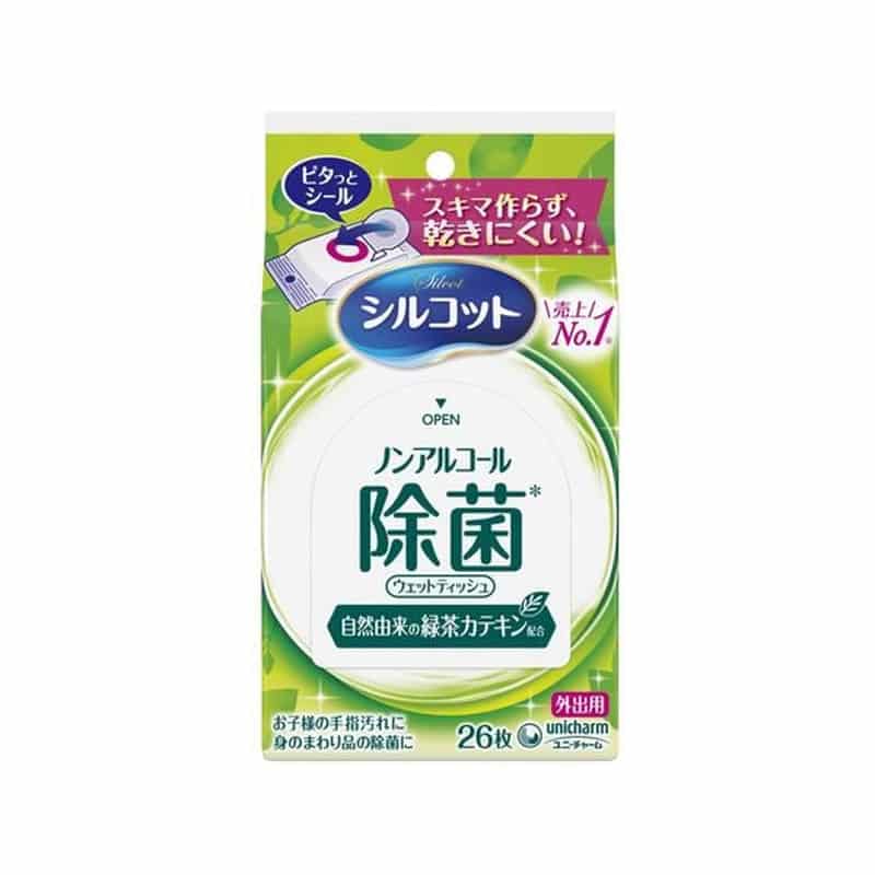 ユニ・チャーム シルコット ノンアルコール除菌ウェットティッシュ 外出用 26枚 1個(ご注文単位1個)【直送品】
