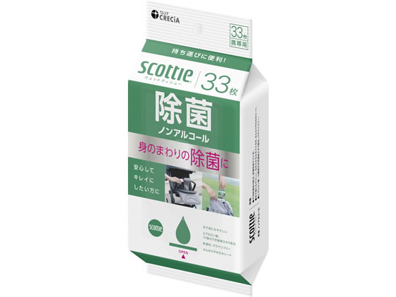 クレシア スコッティ ウェットティシュー 除菌ノンアルコールタイプ 携帯 33枚 1パック(ご注文単位1パック)【直送品】