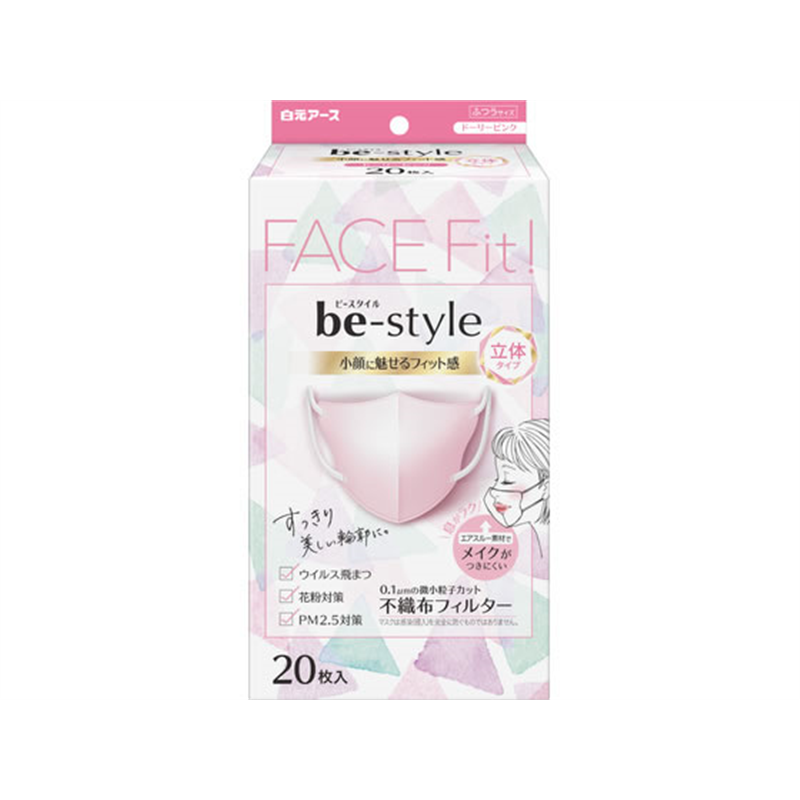 白元アース ビースタイル 立体 ふつう ドーリーピンク 20枚 1箱(ご注文単位1箱)【直送品】