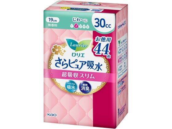 KAO ロリエ さらピュア吸水 超吸収スリム 30cc 44枚 1パック(ご注文単位1パック)【直送品】