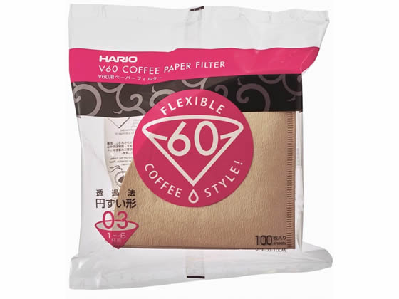 HARIO V60用ペーパーフィルター03M 100枚 VCF-03-100M 1パック(ご注文単位1パック)【直送品】