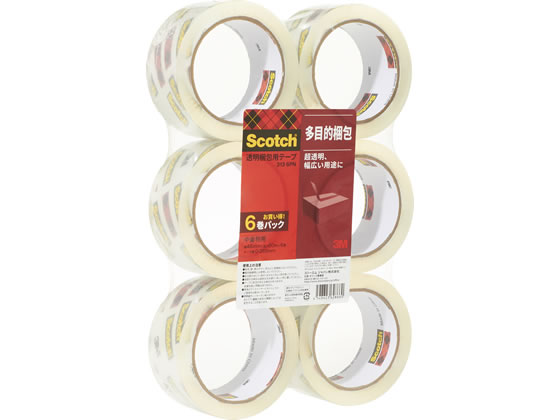 スコッチ 透明梱包用テープ 中量物用 65μ 48mm×50m 6巻 1パック（ご注文単位1パック)【直送品】