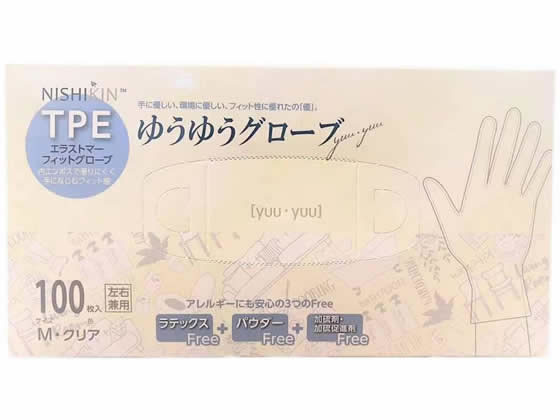錦尚金 ゆうゆうグローブTPE 手袋 M 100枚 384902 1箱（ご注文単位1箱)【直送品】