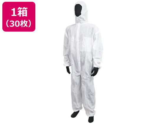 川西工業 不織布つなぎ服 防塵タイプ 白 L 30枚 7017 1箱(ご注文単位1箱)【直送品】
