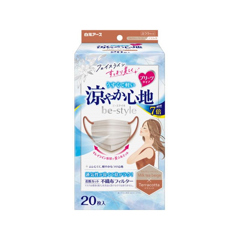白元アース ビースタイル プリーツタイプ 涼やか心地 ミルクティー 20枚 1個（ご注文単位1個）【直送品】