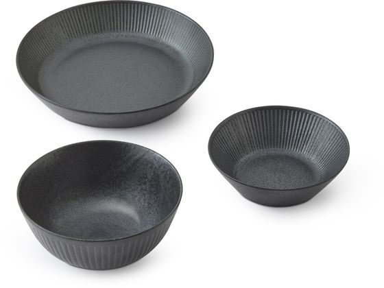 アイリスオーヤマ 食器3点セット ブラック MNW-3S 1セット(ご注文単位1セット)【直送品】