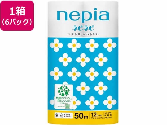 王子ネピア ネピネピトイレットロール 12ロール シングル 6パック 1箱(ご注文単位1箱)【直送品】