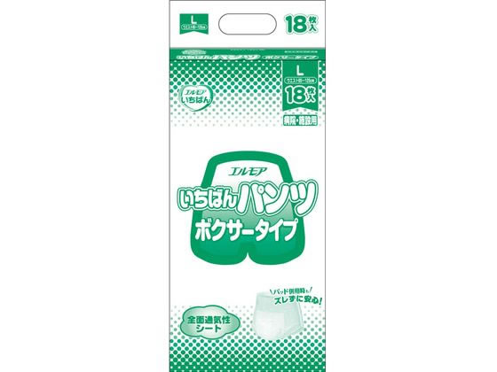 カミ商事 エルモアいちばん パンツ ボクサータイプ L 18枚 1パック(ご注文単位1パック)【直送品】