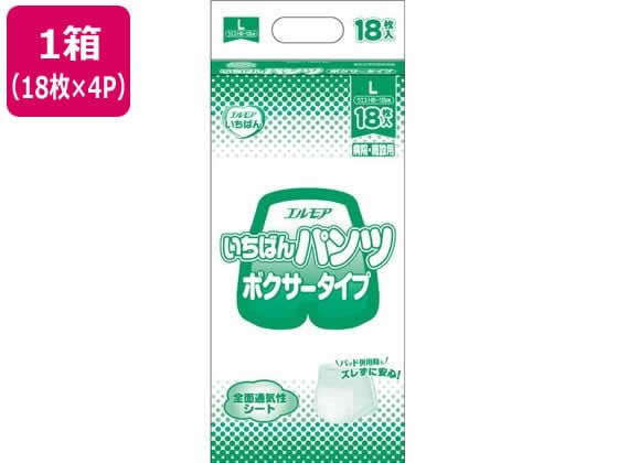 カミ商事 エルモアいちばん パンツ ボクサータイプ L 18枚 4パック 1箱(ご注文単位1箱)【直送品】