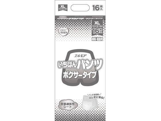 カミ商事 エルモアいちばん パンツ ボクサータイプ XL 16枚 1パック(ご注文単位1パック)【直送品】