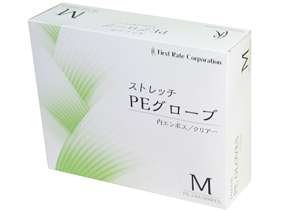 ファーストレイト ストレッチPEグローブ クリアー M 200枚 FR-542 1箱(ご注文単位1箱)【直送品】