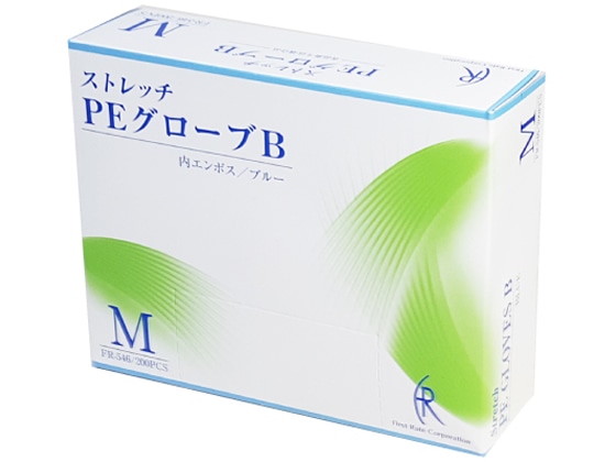 ファーストレイト ストレッチPEグローブ ブルー M 200枚 FR-546 1箱（ご注文単位1箱）【直送品】