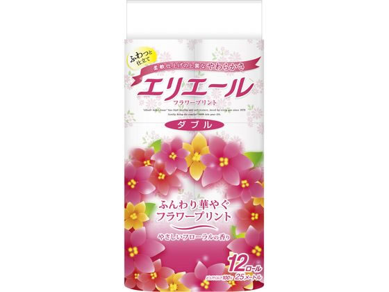 大王製紙 エリエール トイレットティシュー フラワープリントダブル 25m 12ロール 1パック(ご注文単位1パック)【直送品】