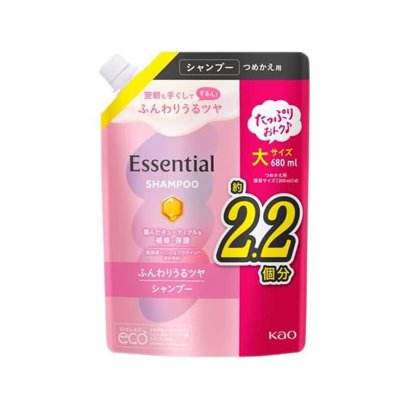 KAO エッセンシャル ふんわりうるツヤ シャンプー 詰替 680mL 1個（ご注文単位1個）【直送品】