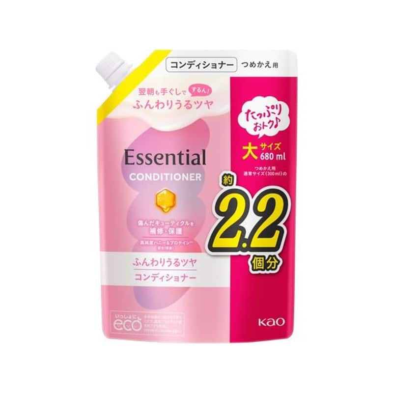 KAO エッセンシャル ふんわりうるツヤ コンディショナー 詰替 680mL 1個（ご注文単位1個）【直送品】