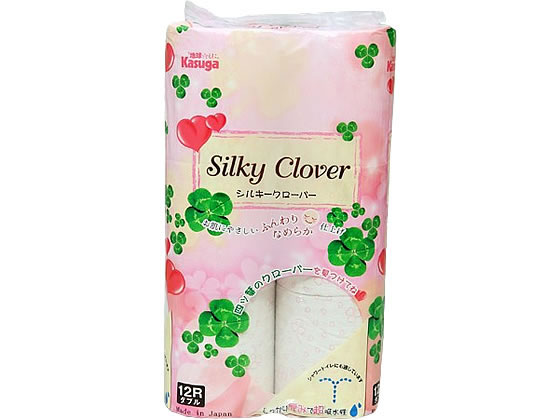 春日製紙 シルキークローバー ピンク ダブル 25m 12ロール 1パック(ご注文単位1パック)【直送品】