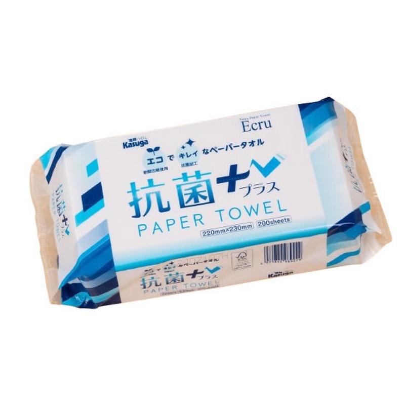 春日製紙 エクリュ ペーパータオル 抗菌+ 中判200枚 1ﾊﾟｯｸ（ご注文単位1ﾊﾟｯｸ）【直送品】