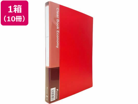 Forestway クリヤーブック エコノミー A4 40ポケット 赤 10冊 1箱(ご注文単位1箱)【直送品】