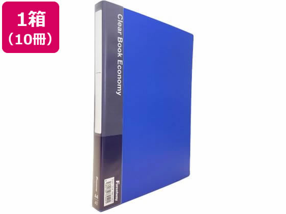 Forestway クリヤーブック エコノミー A4 40ポケット 青 10冊 1箱(ご注文単位1箱)【直送品】