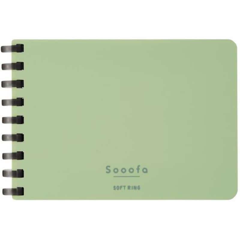 コクヨ ソフトリングノート Sooofa(スーファ) A7変形 方眼罫 グリーン 1冊（ご注文単位1冊）【直送品】