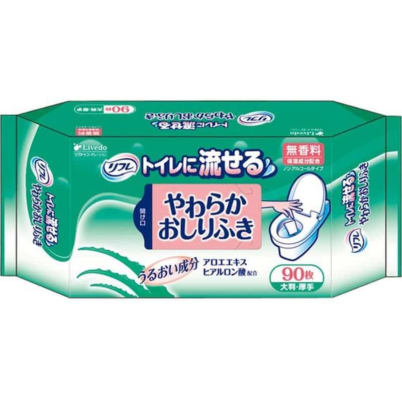 リフレ トイレに流せるやわらかおしりふき 90枚入 92078 1ﾊﾟｯｸ（ご注文単位1ﾊﾟｯｸ）【直送品】
