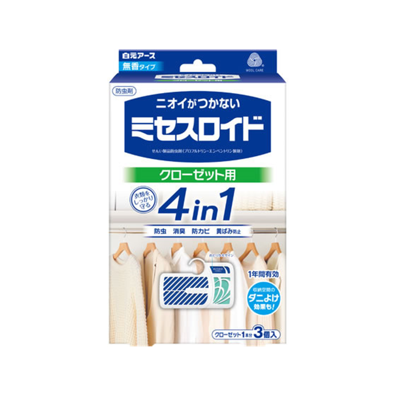 白元アース ニオイがつかないミセスロイド クローゼット用 1年 3個 1箱(ご注文単位1箱)【直送品】