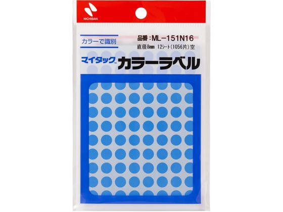 ニチバン マイタックカラーラベル 空 直径8mm 88片×12シート 1パック(ご注文単位1パック)【直送品】