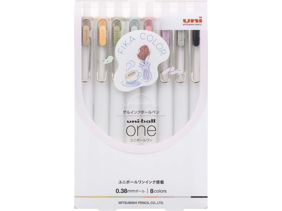 三菱鉛筆 ユニボールワン 0.38mm フィーカカラー8色セット UMNS38FC8C 1ｾｯﾄ（ご注文単位1ｾｯﾄ）【直送品】