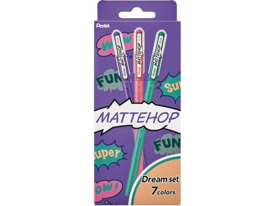 ぺんてる ゲルボールペン マットホップ 1.0mm ドリーム7色セット 1ｾｯﾄ（ご注文単位1ｾｯﾄ）【直送品】