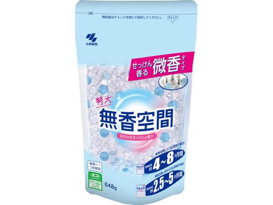 小林製薬 無香空間 せっけん 特大 つめ替用 648g 1個（ご注文単位1個）【直送品】