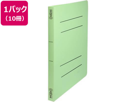 ビュートン フラットファイルPP 厚とじ A4タテ グリーン 10冊 1パック（ご注文単位1パック）【直送品】
