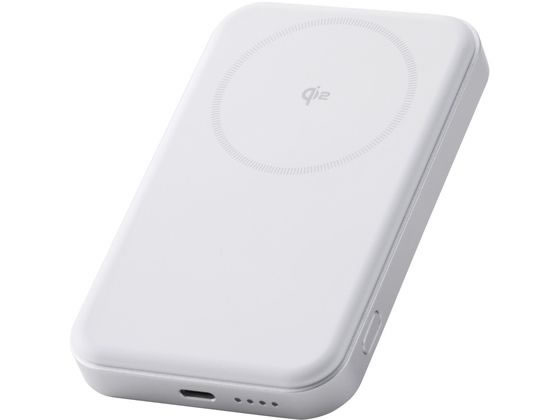 エレコム ワイヤレスモバイルバッテリー 5000mAh ホワイト DE-C68-5000WH 1個（ご注文単位1個）【直送品】