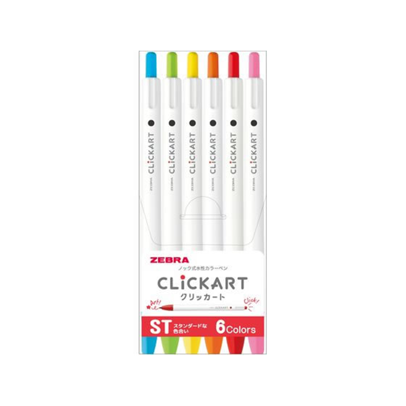 ゼブラ クリッカート 6色セット スタンダードカラー WYSS22-BC-6CST 1セット(ご注文単位1セット)【直送品】