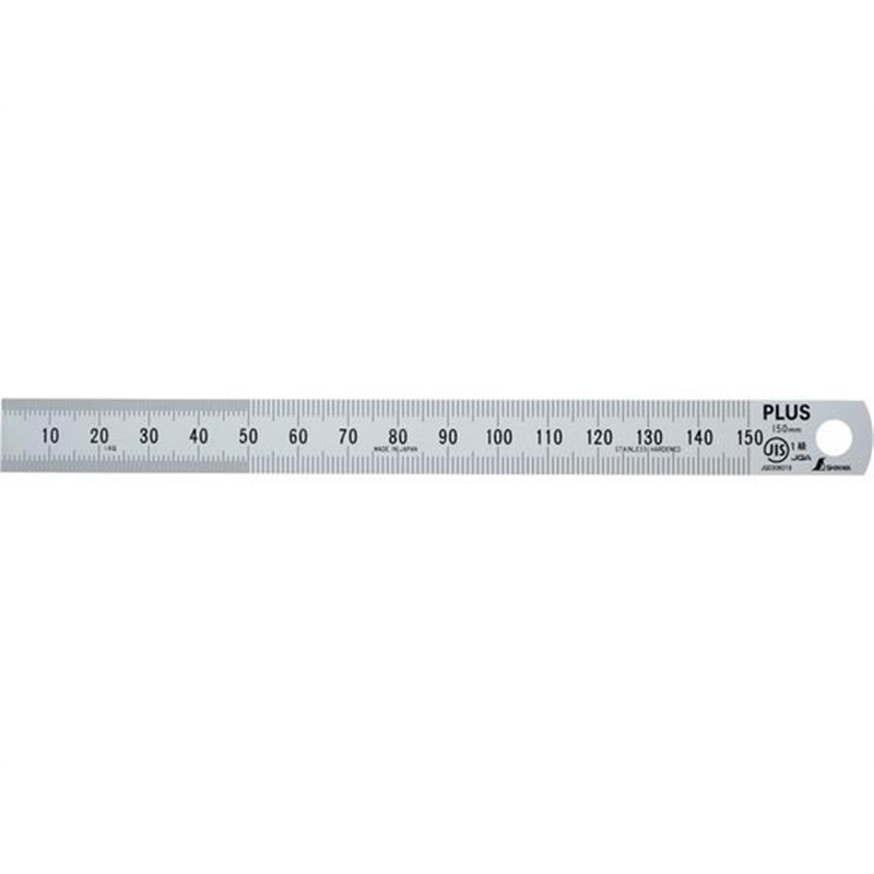 プラス 定規 ステンレス直尺 15cm 0.5mm厚 シルバー 47741 1本(ご注文単位1本)【直送品】
