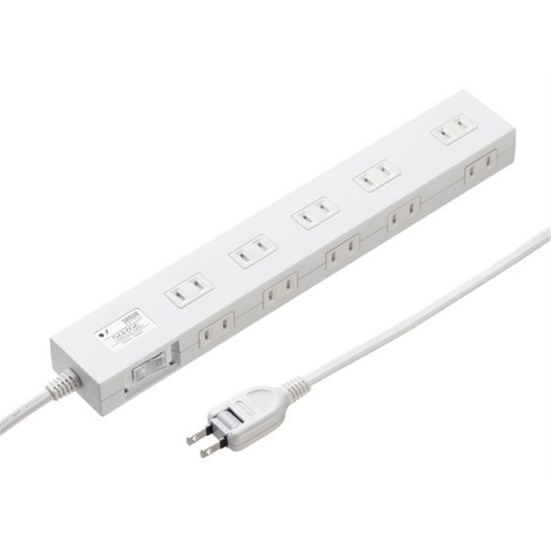 サンワサプライ 雷ガードタップ 10個口 5m 白 TAP-SP2110N-5W 1本（ご注文単位1本）【直送品】